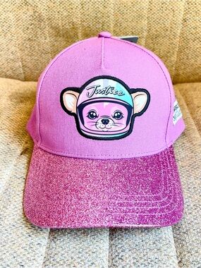 Brand New Kids Pink Glitter Baseball Cap with Cute Character